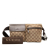 Gucci B Gucci Brown Beige Canvas Fabric GG Double Pocket Belt Bag Italy