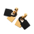 Hermès B Hermès Gold with Black Gold Plated Metal Swift O Kelly Earrings France