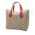 Gucci B Gucci Brown Beige Coated Canvas Fabric GG Supreme Linea A Foldover Tote Italy