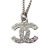 Chanel AB Chanel Silver Silver Plated Metal CC Rhinestone Pendant Necklace France