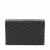 Saint Laurent Cassandre Envelope Grained Calfskin Leather Chevron Quilted Wallet on Chain Shoulder Bag Black