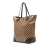 Gucci B Gucci Brown Beige Coated Canvas Fabric GG Charm GG Crystal Tote Italy
