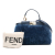 Fendi B Fendi Blue Fur Natural Material Micro Shearling Peekaboo Satchel Italy