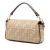 Fendi B Fendi Brown Beige Canvas Fabric Zucca Embroidered Baguette Satchel Italy