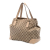 Gucci B Gucci Brown Beige Canvas Fabric Medium GG Web Dressage Tote Italy