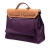 Hermès B Hermès Purple Plum with Brown Canvas Fabric Toile Verso Herbag Zip 39 France
