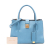 Miu Miu B Miu Miu Blue Light Blue Goatskin Leather Madras Satchel Turkey