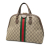 Gucci B Gucci Brown Beige Coated Canvas Fabric Medium GG Supreme Ophidia Web Satchel Italy