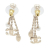 Chanel AB Chanel Gold Light Gold Gold Plated Metal Faux Pearl and Rhinestone CC Drop Earrings Italy