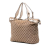 Gucci B Gucci Brown Beige with White Canvas Fabric Large GG Icon Bit Satchel Italy
