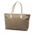 Gucci B Gucci Brown Beige Coated Canvas Fabric GG Supreme Joy Tote Italy