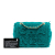 Chanel AB Chanel Blue Peacock with Green Tweed Fabric Small Wool Giant Logo Flap Italy