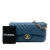 Chanel B Chanel Blue Calf Leather Medium Chevron Iridescent skin Surpique Flap Italy