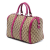 Gucci B Gucci Brown Beige with Pink Canvas Fabric Medium GG Joy Boston Bag Italy