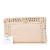 Prada AB Prada Brown Beige Canvas Fabric Canapa Studded Vernice Clutch Italy