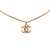 Chanel B Chanel Gold with White Pearl Gold Plated Metal Faux Pearl CC Pendant Necklace France
