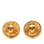 Chanel B Chanel Gold Gold Plated Metal CC Crest Round Clip On Earrings France