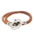 Hermès B Hermès Brown with Silver Calf Leather Palladium Plated and Lancelot Double Tour Bracelet France