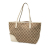 Gucci B Gucci Brown Beige with White Canvas Fabric GG New Britt Tote Italy