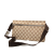 Gucci B Gucci Brown Beige Canvas Fabric GG Double Pocket Belt Bag Italy