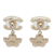 Chanel AB Chanel Gold Light Gold Gold Plated Metal CC Faux Pearl Flower Drop Push Back Earrings Italy