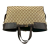 Gucci B Gucci Brown Beige Canvas Fabric GG Tote Italy