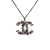 Chanel AB Chanel Silver with Black Silver Metal Ruthenium Plated CC Crystal Pendant Necklace France