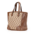 Gucci B Gucci Brown Beige Canvas Fabric Small GG Bree Satchel Italy