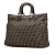 Fendi B Fendi Brown Canvas Fabric Large Zucca Twins Tote Italy