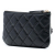 Chanel B Chanel Black Lambskin Leather Leather CC Quilted Lambskin Camellia Pouch Italy