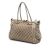 Gucci B Gucci Brown Beige Canvas Fabric GG Bella Satchel Italy
