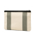 Saint Laurent AB Saint Laurent White Ivory with Green Mint Canvas Fabric Beach Zip Clutch Italy