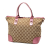 Gucci B Gucci Brown Beige with Pink Canvas Fabric GG Heart Bit Satchel Italy