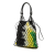 Prada AB Prada Black with Multi Calf Leather Mesh and Tie Dye Printed Tessuto Bucket Bag Italy