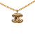 Chanel AB Chanel Gold Gold Plated Metal Quilted CC Pendant Necklace France