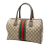 Gucci B Gucci Brown Coated Canvas Fabric GG Supreme Web Boston Bag Italy