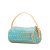 Fendi AB Fendi Brown Beige with Blue Turquoise Canvas Fabric Zucchino Barrel Pochette Italy