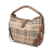 Burberry Brown Beige Coated Canvas Fabric Haymarket Check Stitched and Leather Dunloe Satchel Italy