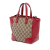 Gucci AB Gucci Brown Beige with Red Canvas Fabric Small GG Bree Satchel Italy
