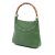 Gucci B Gucci Green Canvas Fabric Leather Bamboo Anita Handbag Italy