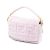 Fendi B Fendi Pink Light Pink Velvet Fabric Mini Zucca Embossed Baguette Satchel Italy