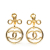 Chanel B Chanel Gold Gold Plated Metal CC Round Drop Clip On Earrings France