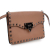 Valentino AB Valentino Brown Light Brown Calf Leather Mini Rockstud Flap Crossbody Italy