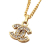 Chanel B Chanel Gold Gold Plated Metal CC Rhinestone Pendant Necklace France