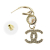 Chanel AB Chanel Gold Gold Plated Metal CC Crystal Drop Hoop Push Back Earrings Italy