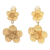 Chanel B Chanel Gold Gold Plated Metal Quilted Camellia Drop Clip on Earrings France