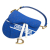 Christian Dior AB Dior Blue Calf Leather Perforated Oblique Embossed skin Saddle Bag Italy