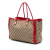 Gucci B Gucci Brown Beige with Red Canvas Fabric Medium GG Bella Tote Italy