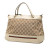 Gucci B Gucci Brown Beige with White Canvas Fabric GG Web Mayfair Satchel Italy