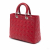Christian Dior Lady Dior Large Zip Cannage Lambskin Leather 2-Ways Tote Bag Red